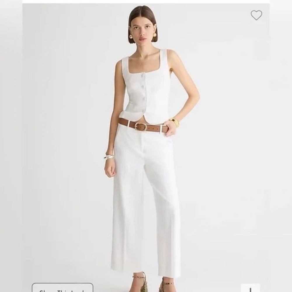 J.Crew Sydney Wide Leg Crop Stretch Line Blend Pant White 6
